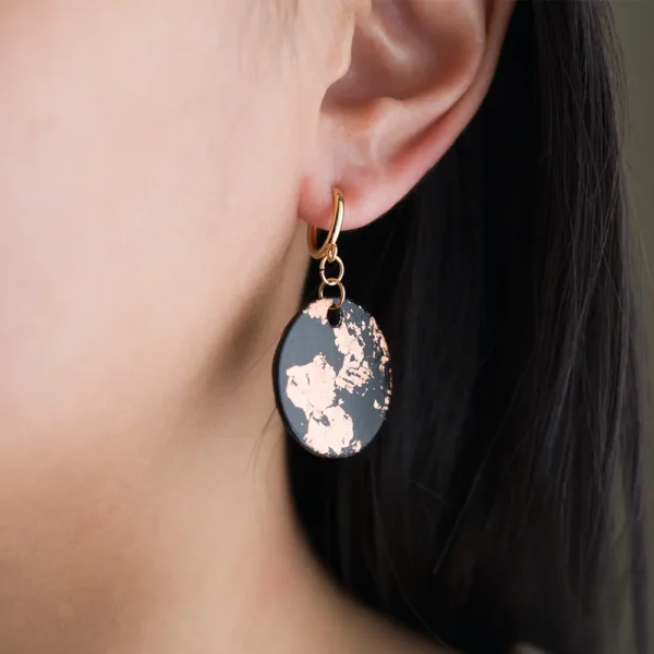 黑檀碎銅(圓)耳環