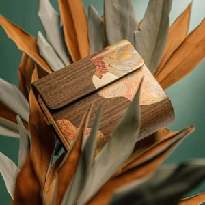 【短皮夾】柚木秋華箔